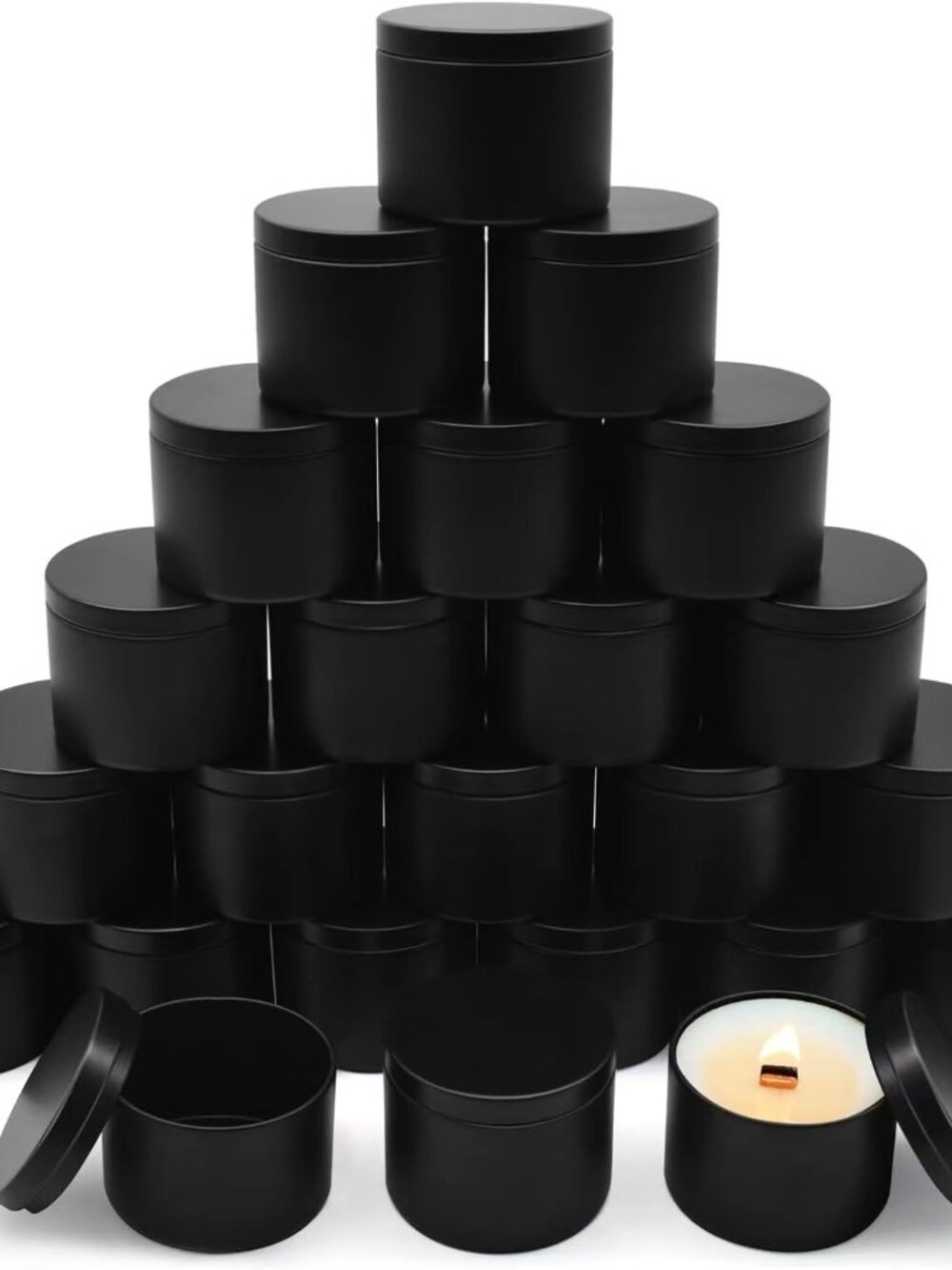 24-Pack 8oz Candle Tins with Lids, Metal Candle Jars for Candle Making, Empty Co